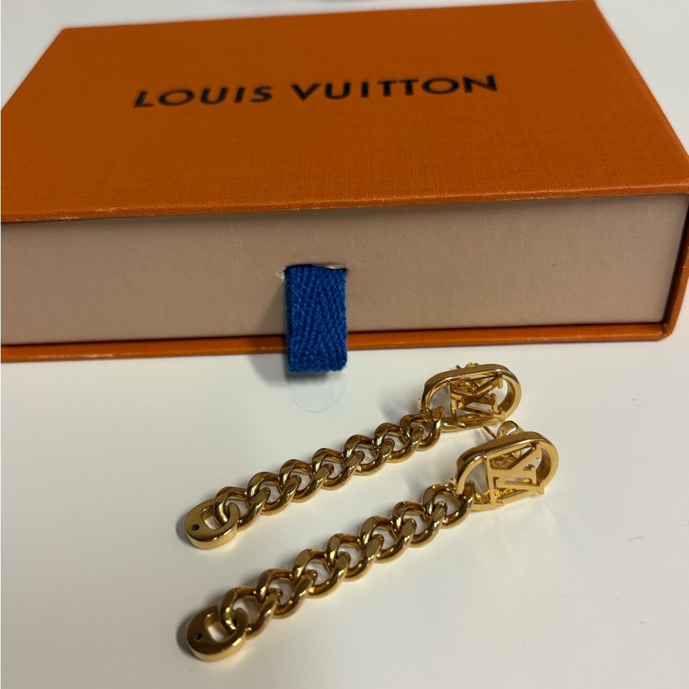 Louis Vuitton Gold Chain Link Earrings